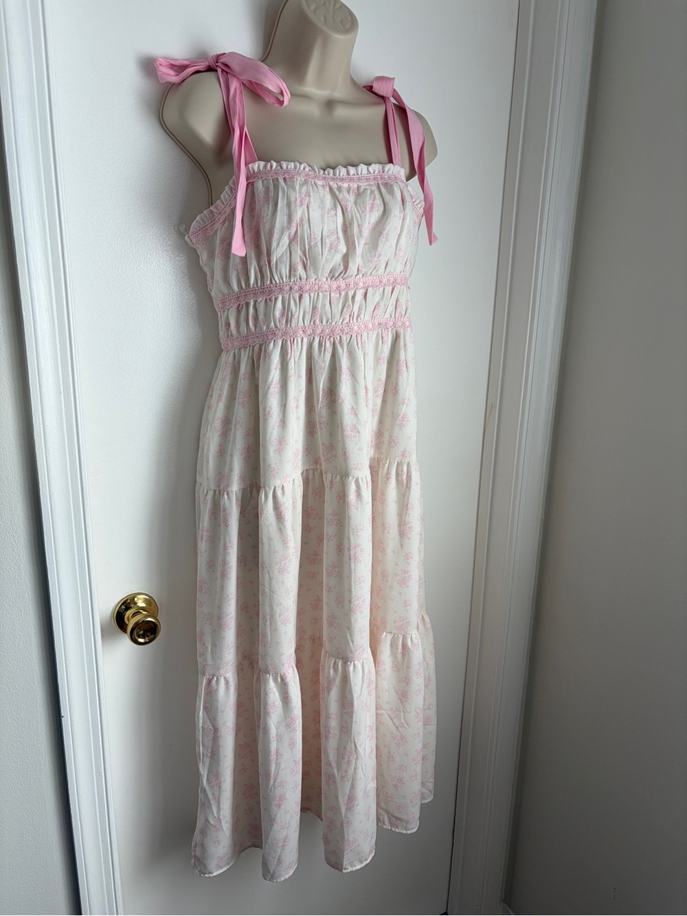 Pink Tie-Shoulder Smocked Sundress - Picture 2 of 5